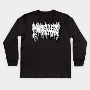 Maidenless white metal font Kids Long Sleeve T-Shirt